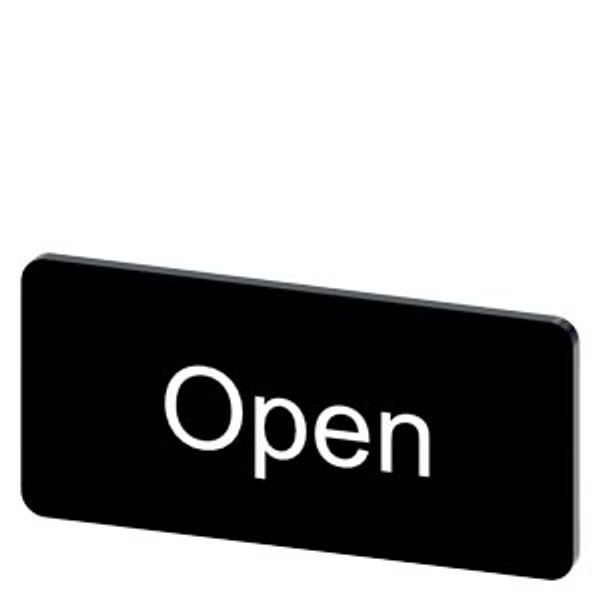 Labeling plate 12.5 x 27 mm, label black, labeling: Open image 1