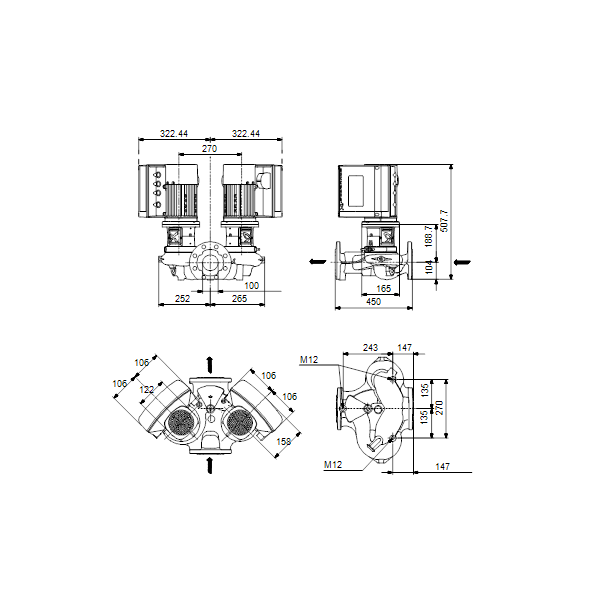 In-line circulator pump TPE2 D 100-40-N-A-F-A-BQQE 1x230V PN16 image 2