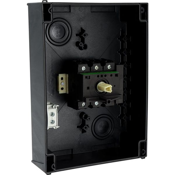 P3-100/I5/SVB/HI11 Main switch, P3, 100 A, surface mounting, 3 pole, 1 N/O, 1 N/C, Emergency switching off function, With red rotary handle and yellow locking ring, Lock image 11
