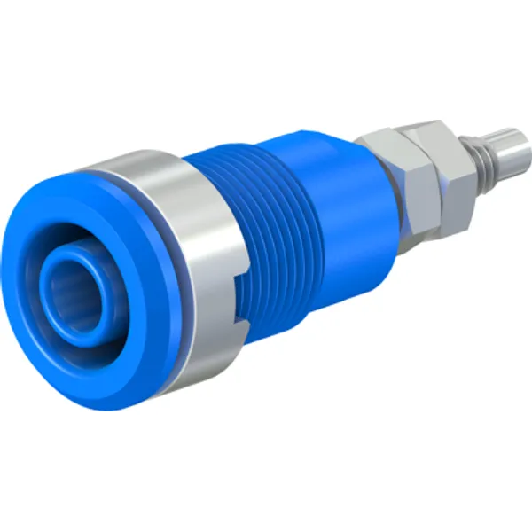 4 mm socket, threaded bolt, mounting Ø 12.2 mm, CAT III, blue, 49.7043-23 image 1