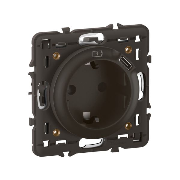 SOCKET 2P+E SCHUKO USB C TYPE BLACK image 1