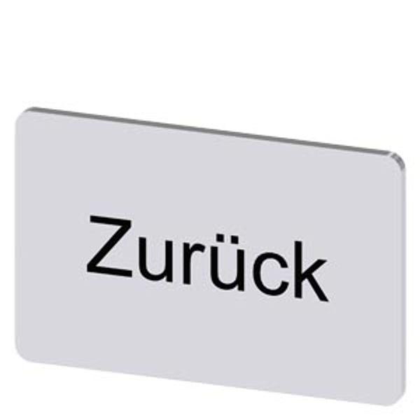 Labeling plate 17.5x27 mm, silver-colored label, labeling: Zurück image 1