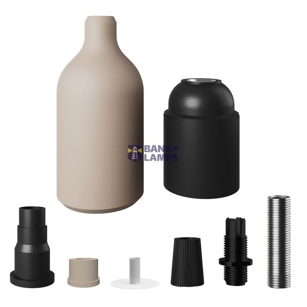 Silicone E27 lamp holder kit with hidden cable clamp image 2