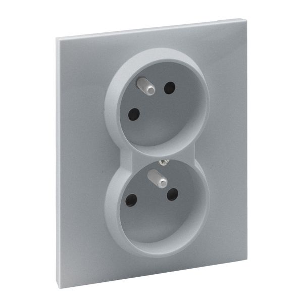 2X2P+E SOCKET FRENCH STANDARD AUTO TERMINALS SHUTTERED ALUMINIUM image 1