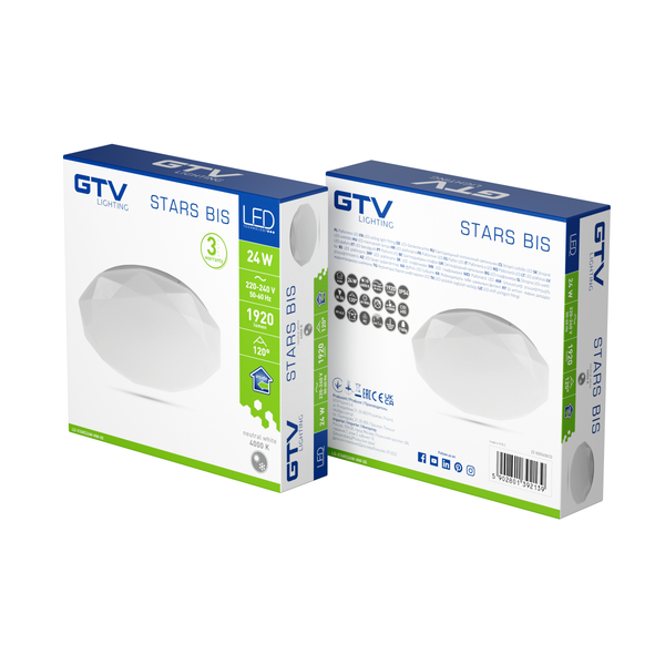 LED luminaire STARS BIS, 24 W, 1920 lm, 4000K, AC180-250V, PF>0.5, IP54, Ø330 mm image 2