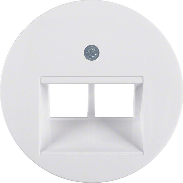 Centre plate for FCC soc. out. 2gang, R.1/R.3/R.classic, p. white glos image 1