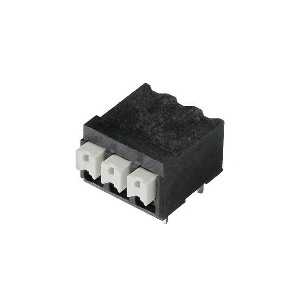 Printed circuit board terminals, 3.50 mm, Number of poles: 2, 90°, Solder pin length (l): 3.5 mm, black, PUSH IN with actuator, Clamping range, max. : 1.5 mm² image 1