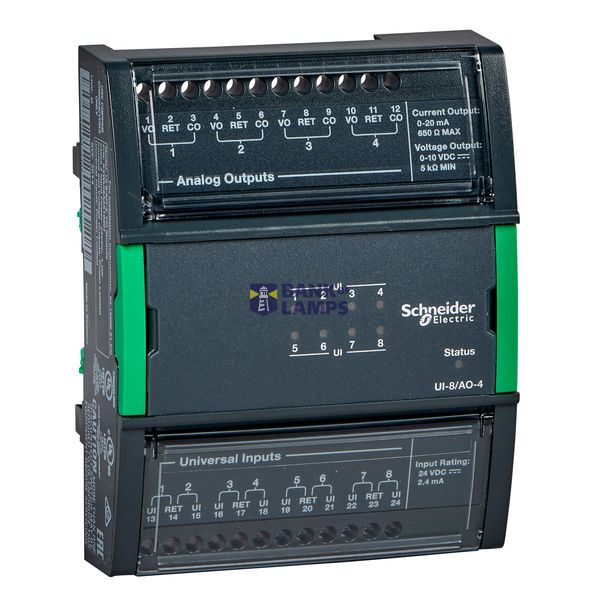 SpaceLogic Controller I/O module, 8 universal inputs, 4 analog outputs image 1