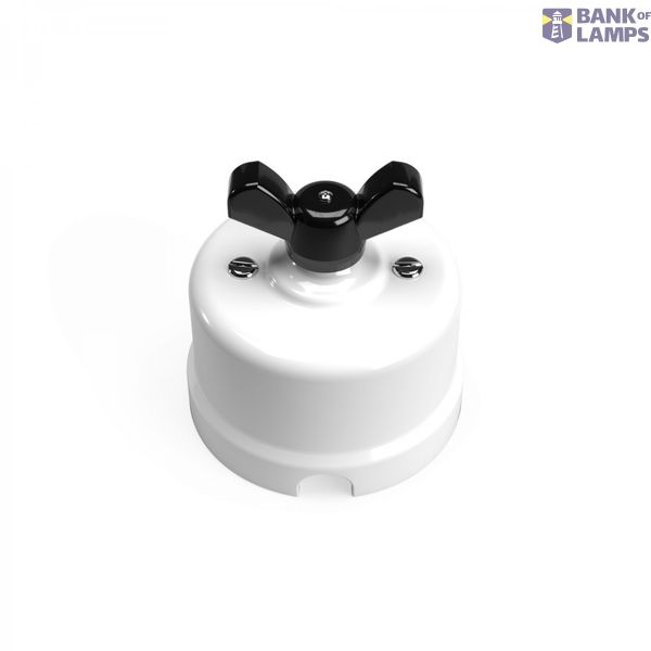 Switch/Diverter in white porcelain with butterfly nut image 1