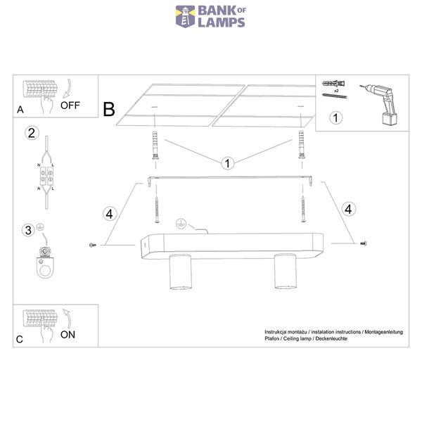 CEILING LAMP TAVO 2 GREY E27 2X15W IP20 image 5