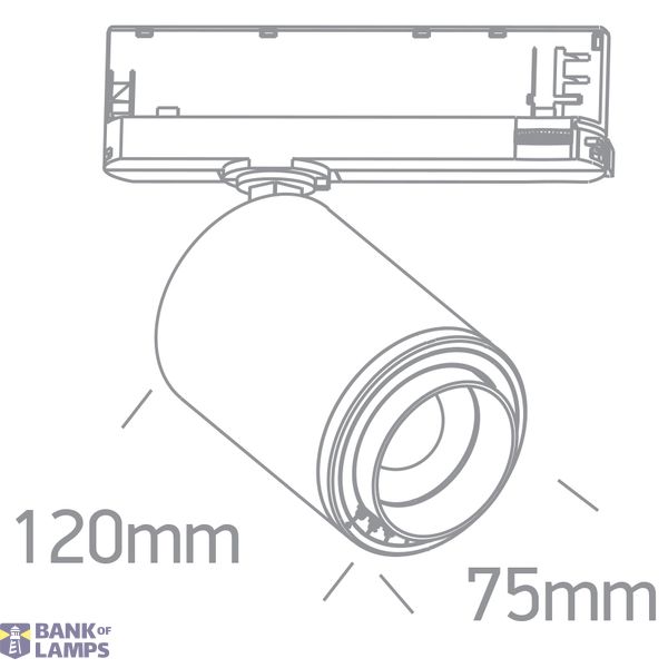 WHITE COB 20W WW TRACK SPOT 20-60deg ADJUSTABLE BEAM 230V image 2