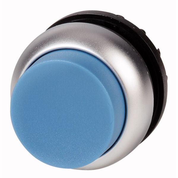 M22-DH-B Pushbutton, RMQ-Titan, Extended, momentary, Blue, Blank, Bezel: titanium image 1