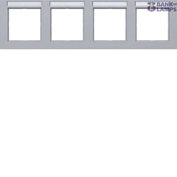 Cover frame 4-way horizontal, text field, A.1, titanium image 1