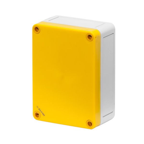 Polystyrene push-button enclosure 94x130x57, undrilled, yellow image 1