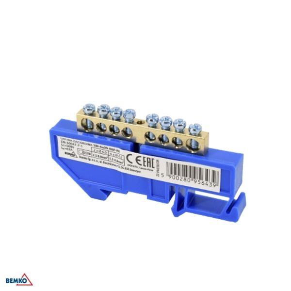 DIN RAIL TERMINAL BLOCK 6x9 BLUE image 1