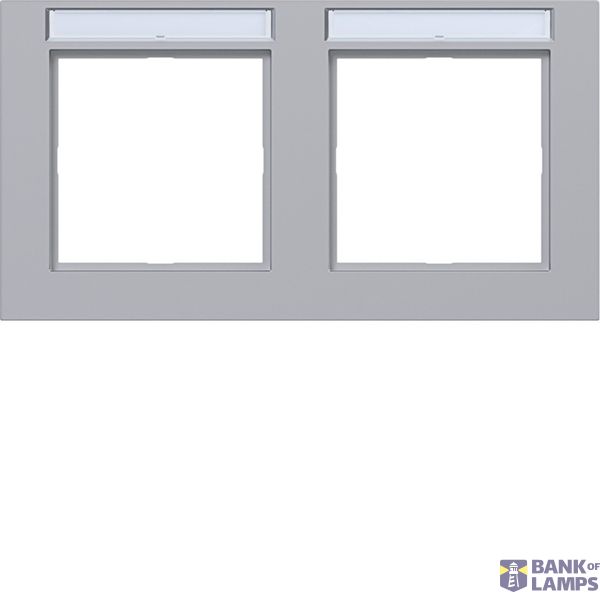 Cover frame double horizontal, text field, A.1, titanium image 1