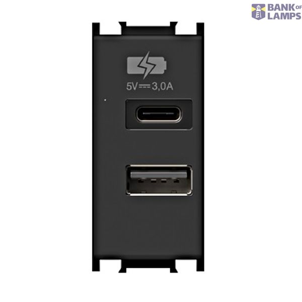 USB 2-gang power supply, 5V, 3A, 1M, black image 1