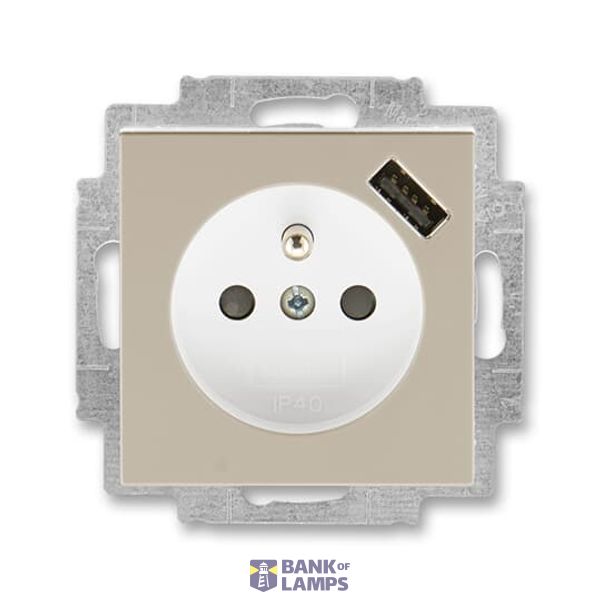 5569H-A02357 18 Socket outlet with earthing pin, shuttered, with USB charging image 1