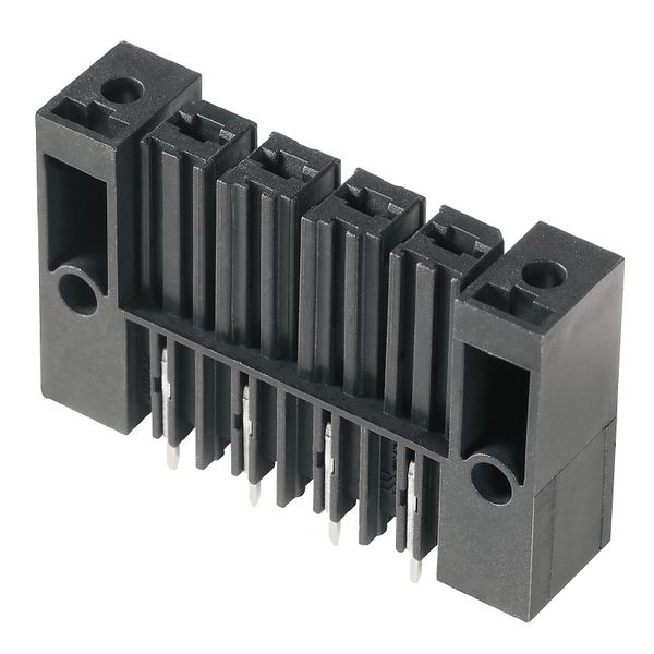 PCB plug-in connector, female header, Clip-on flange, inverted, THT solder connection, 7.62 mm, Number of poles: 4, 180°, Solder pin length (l): 3.5 mm, tinned, black, Box image 1
