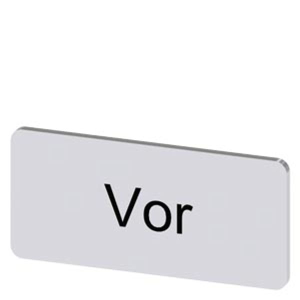 Labeling plate 12.5 x 27 mm, silver-colored label, labeling: Vor image 1