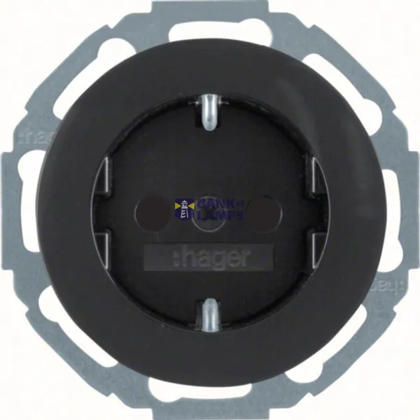 SCHUKO socket with increased contact protection, R.Classic series, black, glossy image 1