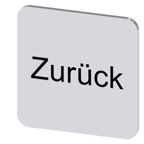 Labeling plate 22x22 mm, silver-colored label, labeling: Zurück image 1