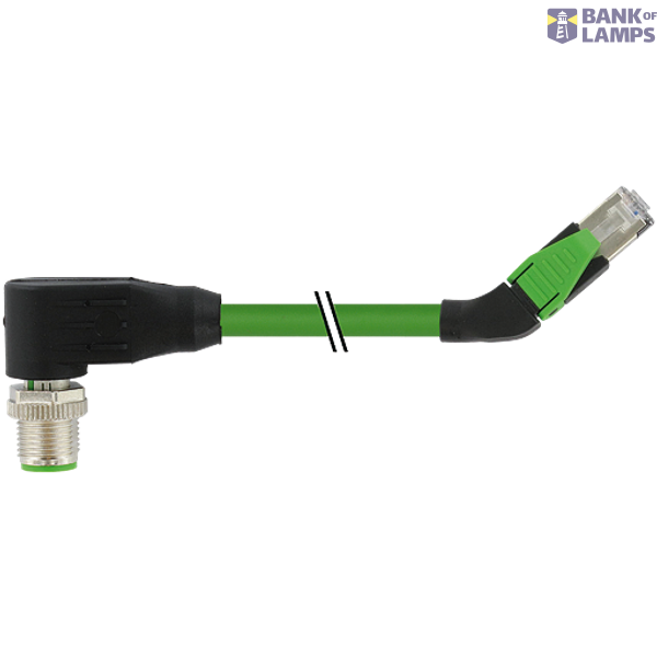 M12 male 90° D-cod. / RJ45 45° left shielded PUR 1x4xAWG22 gn 20m image 2