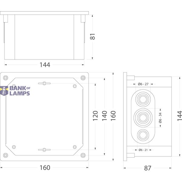 Flush-mounted facade box, hermetic Ppt-EH160 INOX, IK10, IP65, stainless steel cover image 2