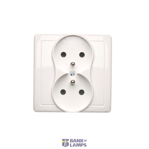 Double socket outlet with earthing, white, 16A image 1