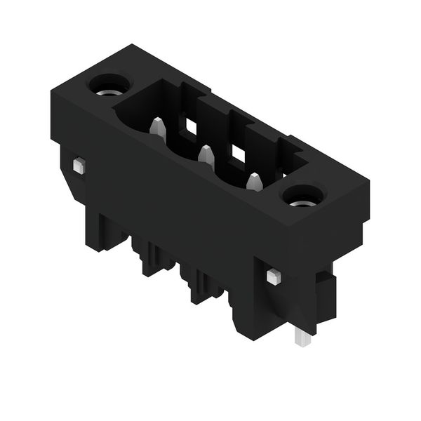 PCB plug-in connector, male header, Solder flange, THT/THR solder connection, 5.00 mm, Number of poles: 3, 180°, Solder pin length (l): 1.5 mm, tinned, black, Tape image 6