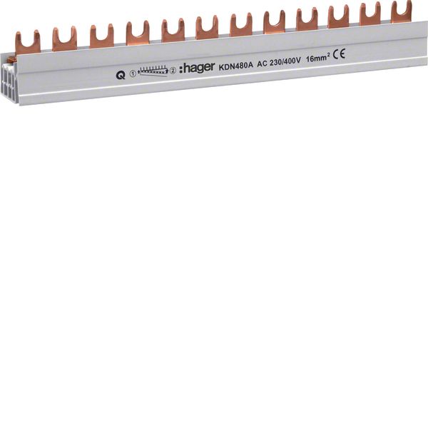 Insulated busbar 4P 80A fork 16mm² 12M image 1