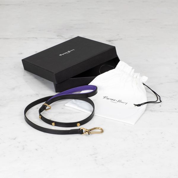 DOG LEAD / CROSS / BLACK / PURPLE / BRASS (15MM) image 2