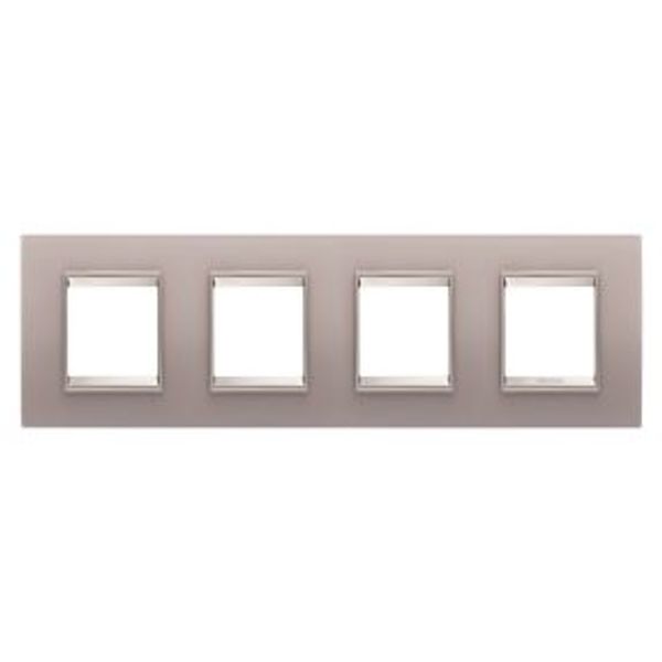LUX INTERNATIONAL PLATE - IN GLASS - 2+2+2+2 MODULES HORIZONTAL - PERLY GRAY - INNER FRAME MATT LIGHT BRONZE - CHORUSMART image 1