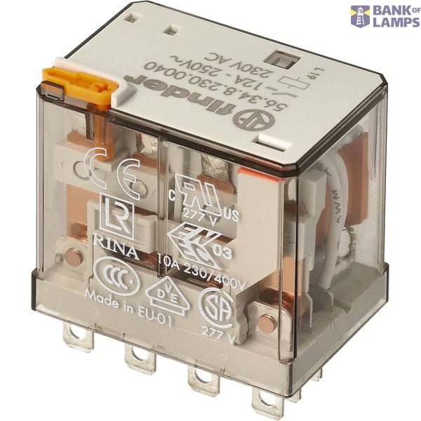 Miniature power Rel. 4CO 12A/230VAC/Agni/Test button/LED/Mech.ind. (56.34.8.230.2040) image 2
