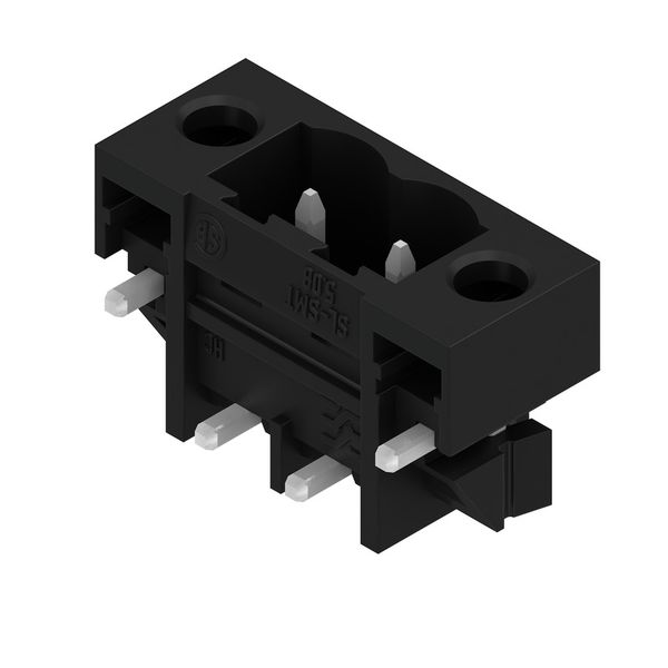 PCB plug-in connector, male header, Solder flange, THT/THR solder connection, 5.08 mm, Number of poles: 2, 270°, Solder pin length (l): 1.5 mm, tinned, black, Tape image 2