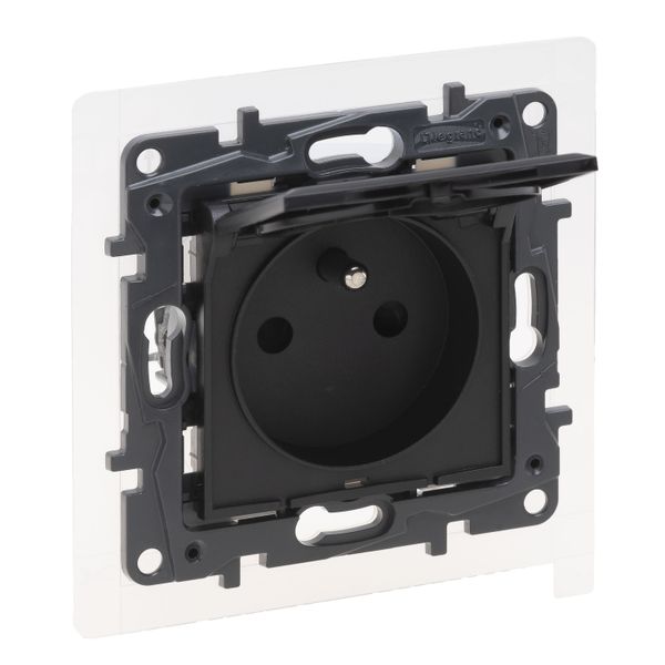 2P+E SOCKET FRENCH STANDARD SHUTTERS AUTO IP44 BLACK image 1