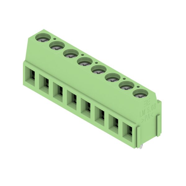 Printed circuit board terminals, 5.08 mm, Number of poles: 8, 90°, Solder pin length (l): 3.5 mm, tinned, Pale green, Clamping yoke connection, Clamping range, max. : 2.5 mm², Box image 3