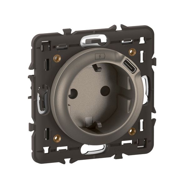 SOCKET 2P+E SCHUKO USB C TYPE TITANIUM image 2