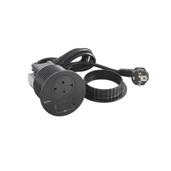 DISQ80 BLACK SOCKET SCH USB A+C 2M CORD image 1