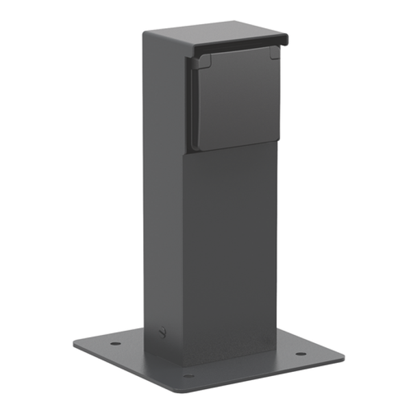 Splashproof garden post with single socket outlet, pin earthing and baseplate, black image 1