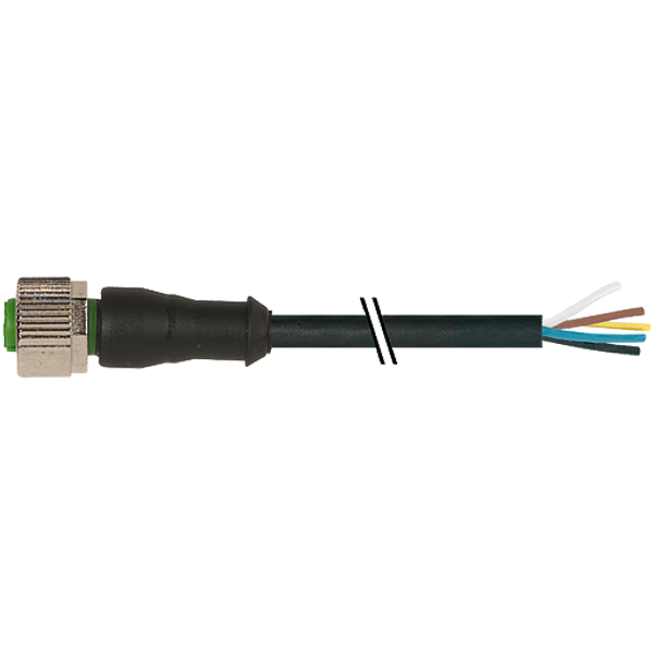 M12 female 0° B-cod. with cable PUR 5x0.34 bk UL/CSA+drag ch. 5m image 1