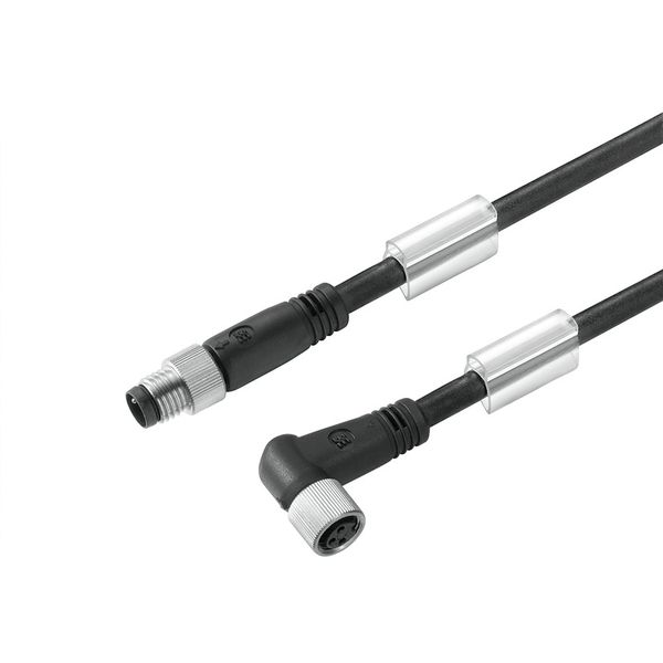 Sensor/actuator line, Connecting line, M8 / M8, Number of poles : 3, 5 m, pin, straight - socket, 90°, Shielded: No, LED: No, Sheath material: PUR, Halogen: No image 2
