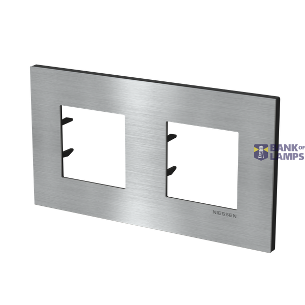 Frame 2-gang / 2+2-modules - Niessen logo - S - Stainless Steel image 3