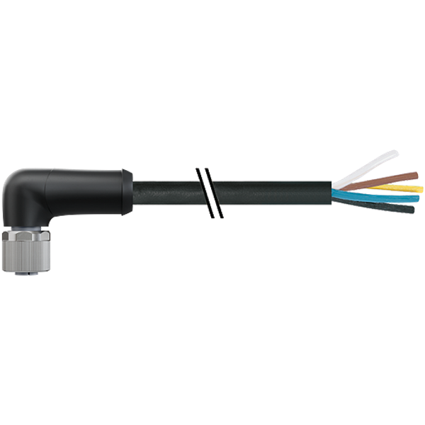 M12 Power female 90° L-cod. with cable PUR 5x1.5 bk UL/CSA+drag ch. 3m image 1