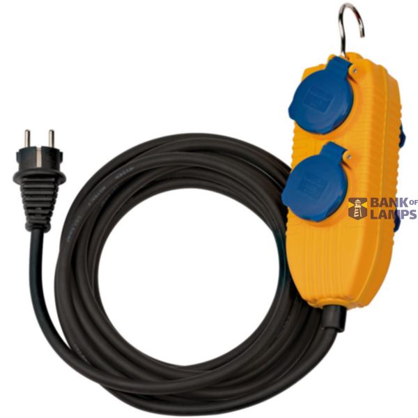 Extension cable black with 4-way Powerblock IP44 3m H07RN-F3G1.5 image 1
