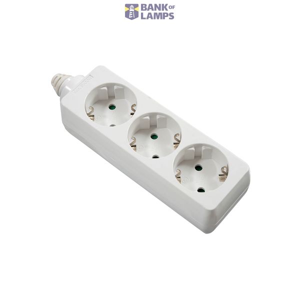 '3 way socket outlet white, 1,4m H05VV-F 3G1,5 with surge protection' image 1