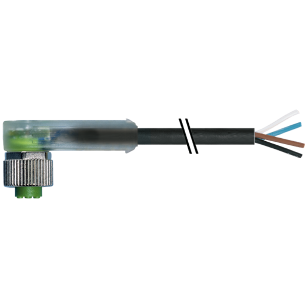 M12 female 90° A-cod. with cable LED PUR 4x0.34 bk UL/CSA 15m image 1