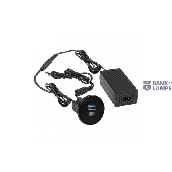 SLOT USB A+C socket charger 38W with 9V 2.4A power supply, black image 1