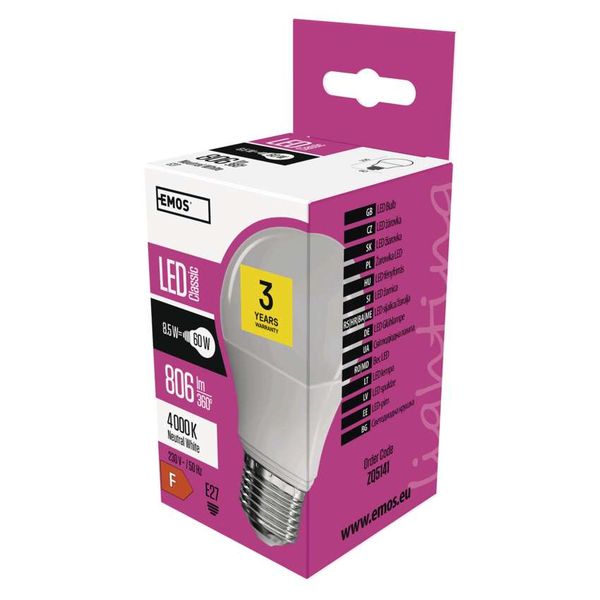 LED bulb Classic A60 / E27 / 8.5 W (60 W) / 806 lm / neutral white image 1