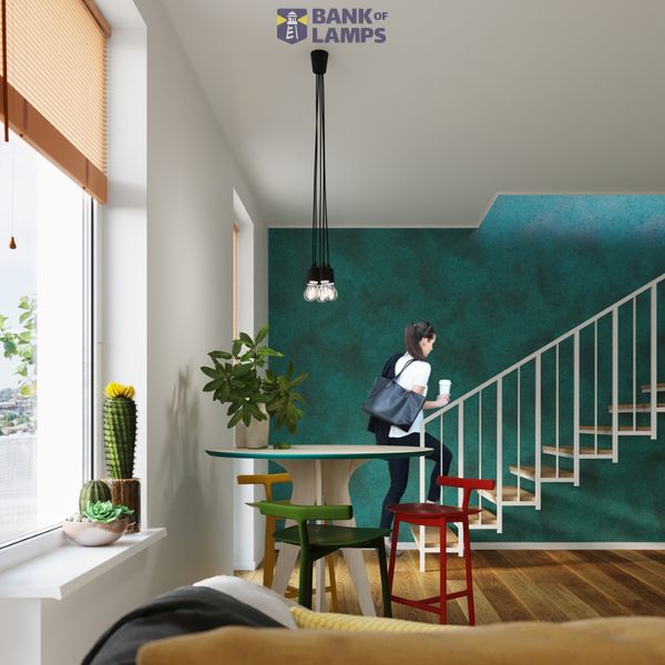 HANGING LAMP DIEGO 3 BLACK E27 3X60W IP20 image 10